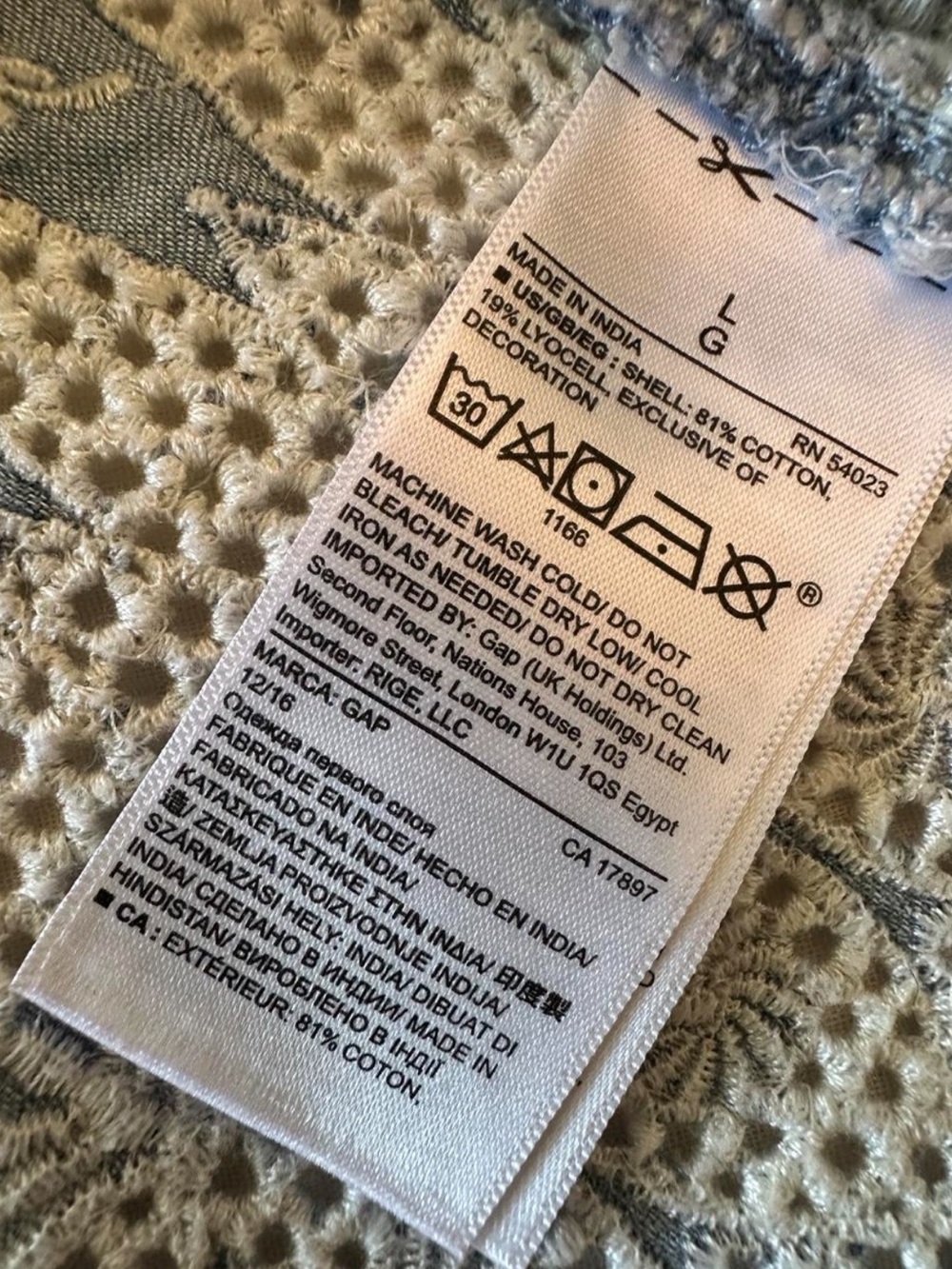 Gap 1969 Embroidered Chambray Eyelet Babydoll Tank Top Blue L Cottagecore Boho - Picture 6 of 8